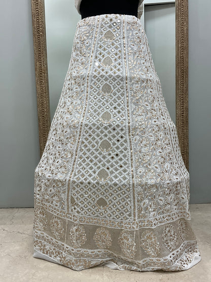 Pure Georgette Lehenga With Heavy Gota Mirror Work Off White 02