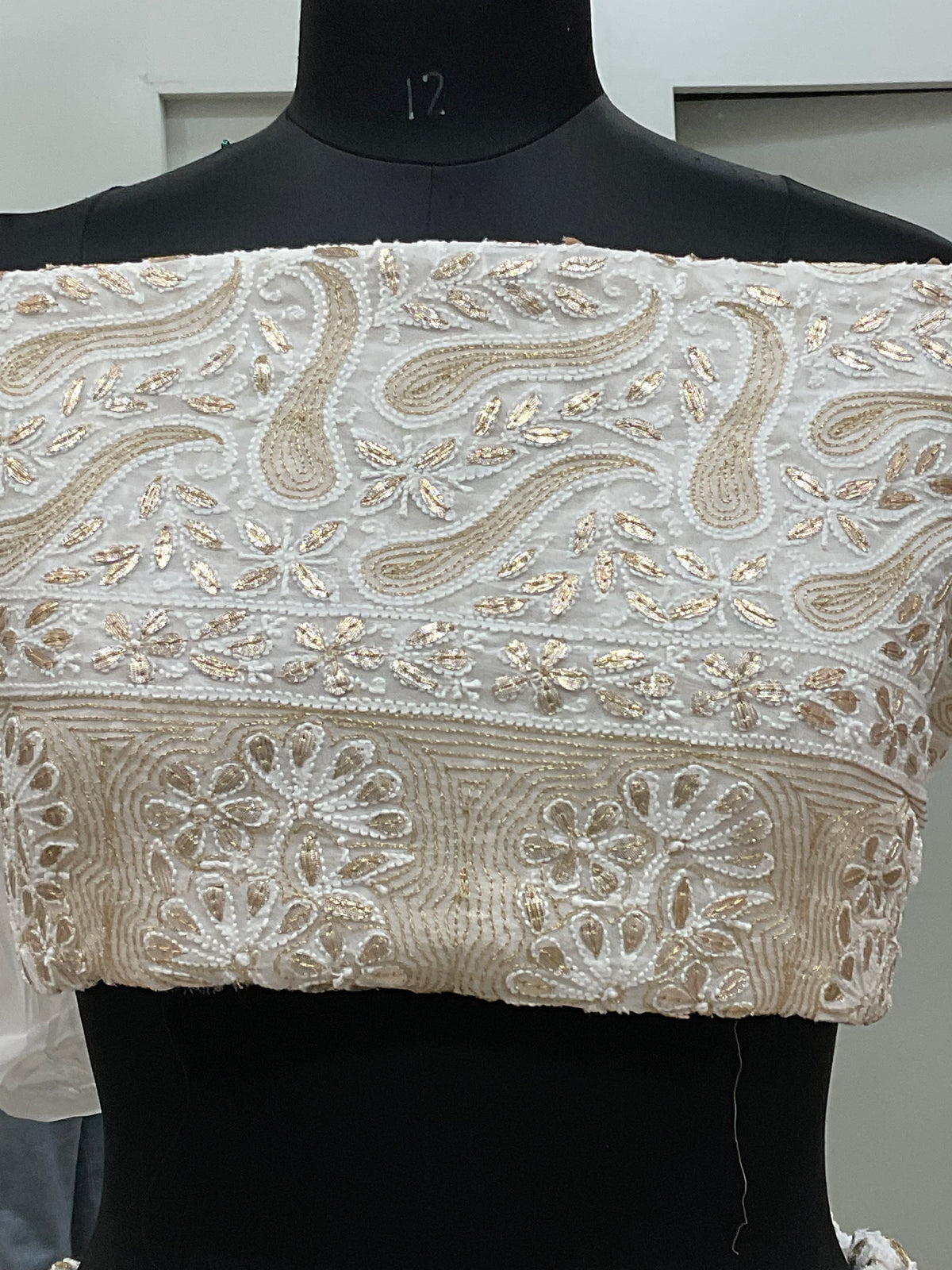 Pure Georgette Lehenga With Heavy Gota Mirror Work Off White 03