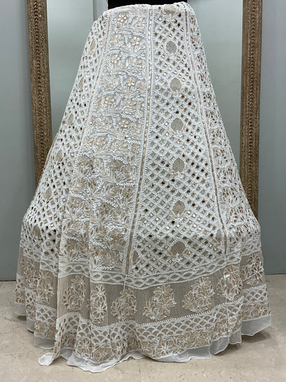 Pure Georgette Lehenga With Heavy Gota Mirror Work Off White 04
