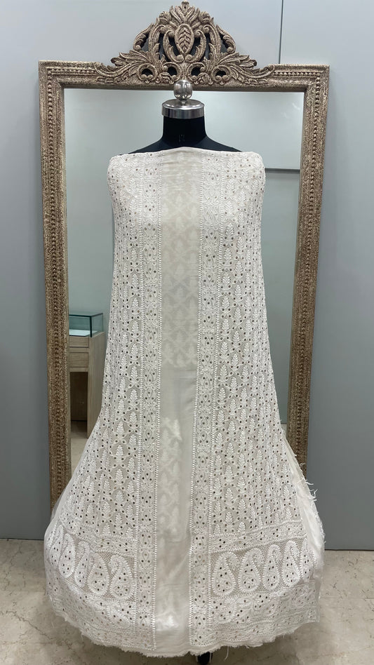 Premium Gents Sherwaani Pure Georgette with Mukaish Work Off-White
