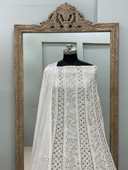 Georgette Anarkali Heavy Gota Mirror Work Off White 02