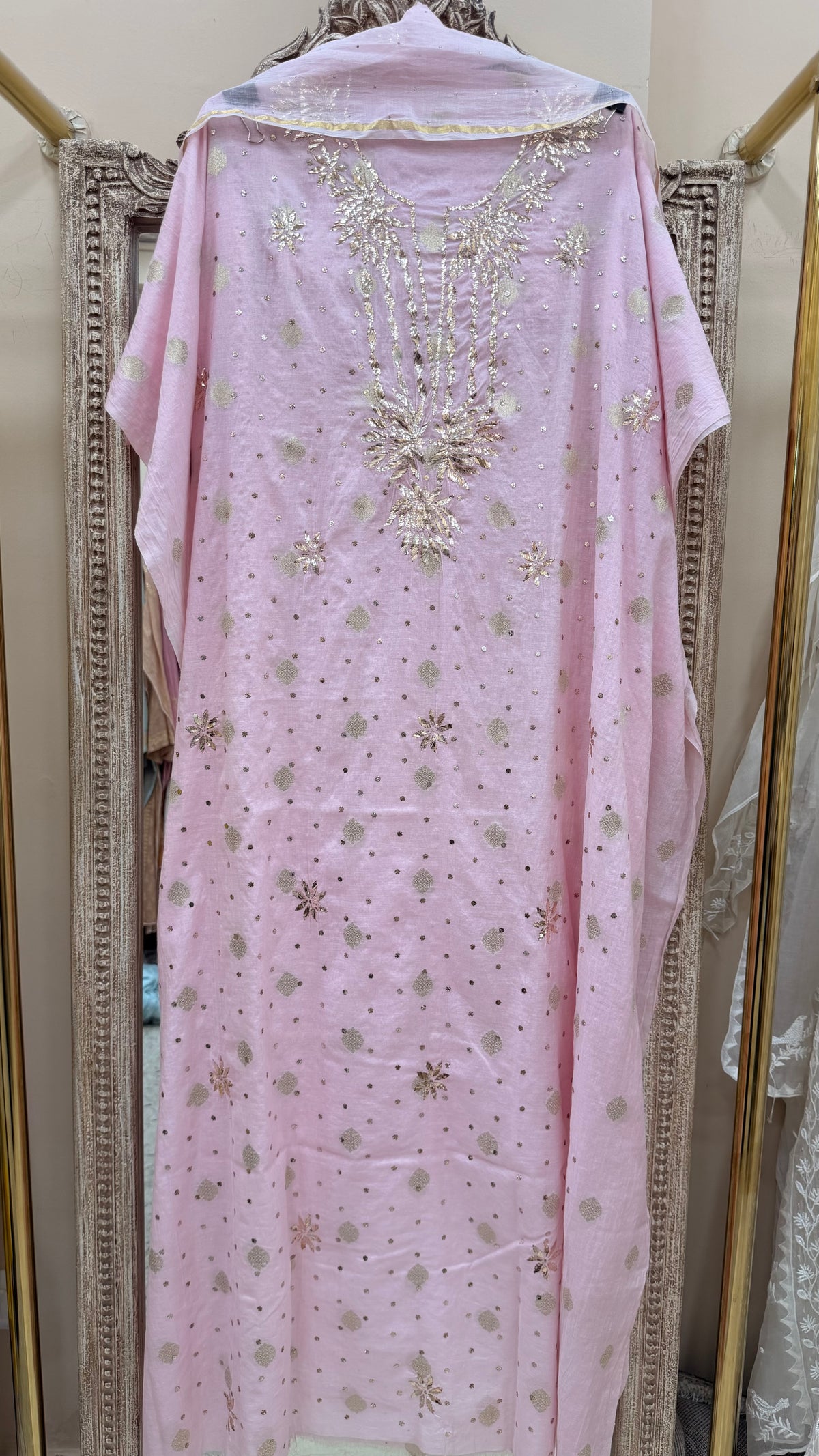 Pure Mul Straight Heavy BadlaWork With Dupatta Pink