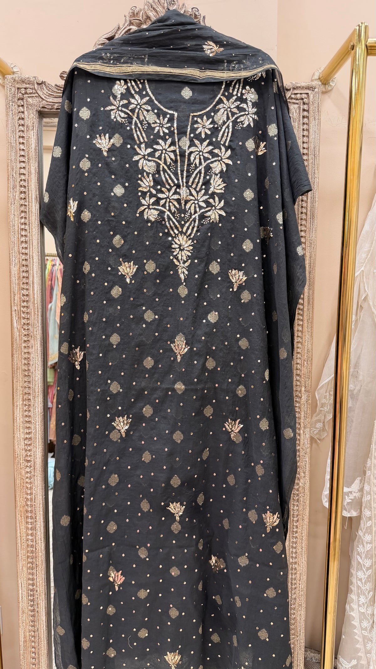 Pure Mul Straight Heavy BadlaWork With Dupatta Black