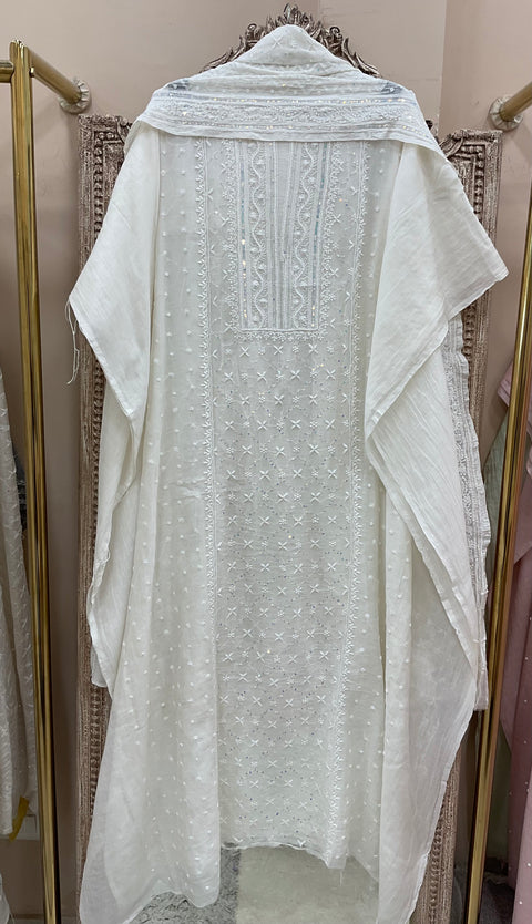 Pure Mulmul Cotton Straight Kurta Pearl And Addon Work With Heavy Dupatta Offwhite 02