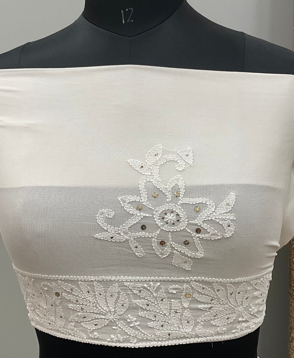 Pure Georgette Saree Mukaish work Off White 01
