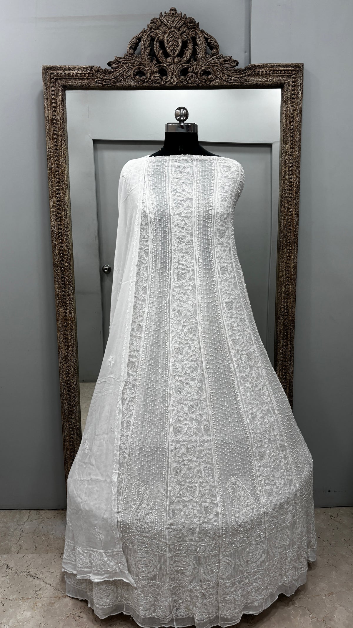 Anarkali Heavy Pearl And Cutdana Offwhite 01