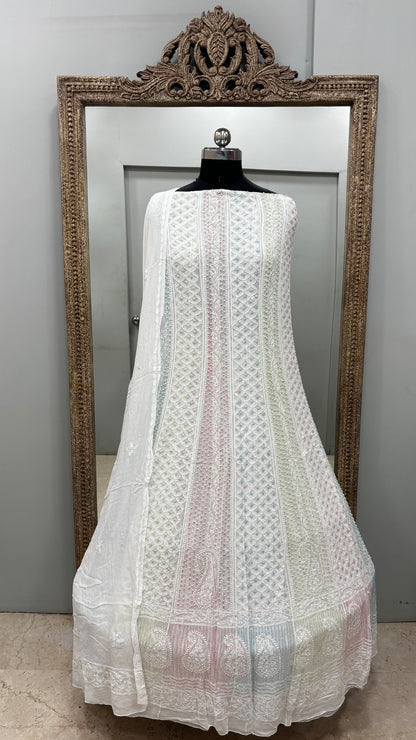 Anarkali Heavy Coloured Cutdana Offwhite 05