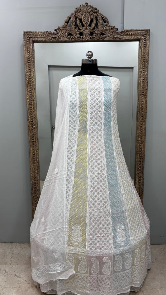 Anarkali Heavy Coloured Cutdana Offwhite 01