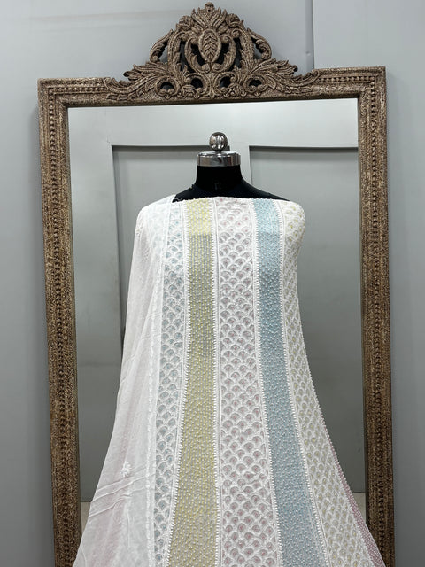 Anarkali Heavy Coloured Cutdana Offwhite 01