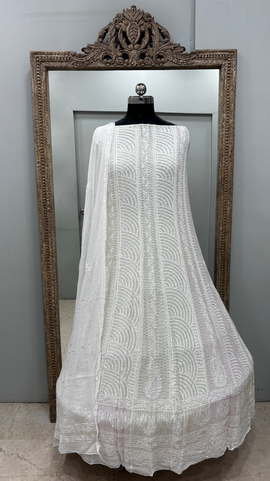 Anarkali Heavy Coloured Cutdana Offwhite 06