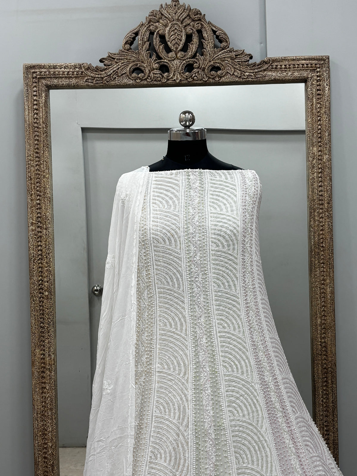 Anarkali Heavy Coloured Cutdana Offwhite 06