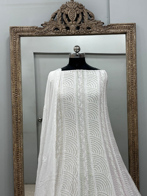 Anarkali Heavy Coloured Cutdana Offwhite 06