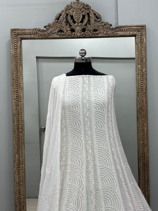 Anarkali Heavy Coloured Cutdana Offwhite 06