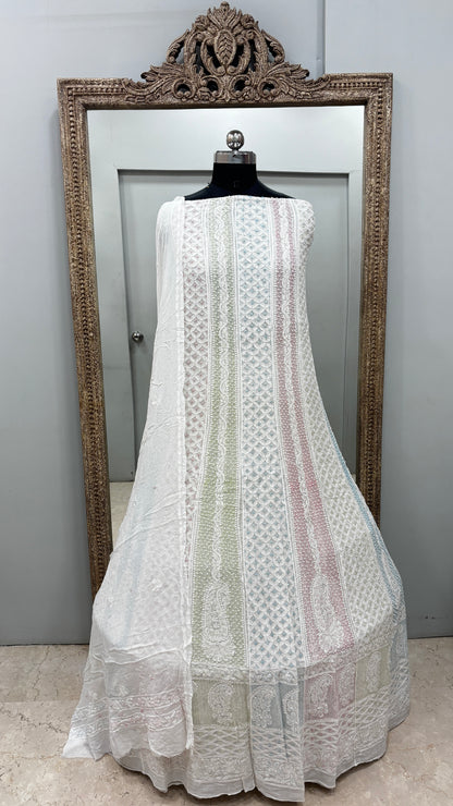 Anarkali Heavy Coloured Cutdana Offwhite 02