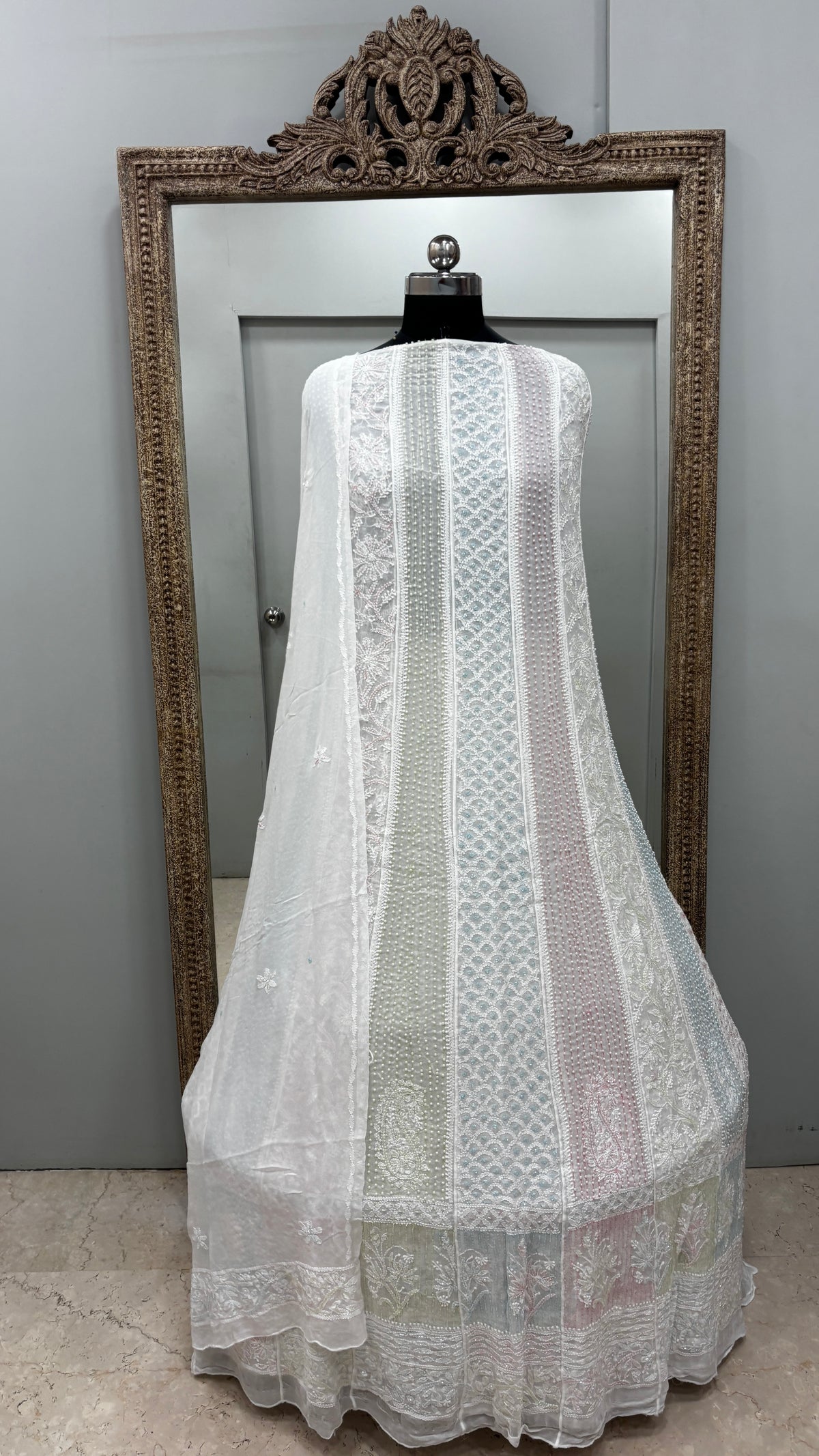 Anarkali Heavy Coloured Cutdana Offwhite 06