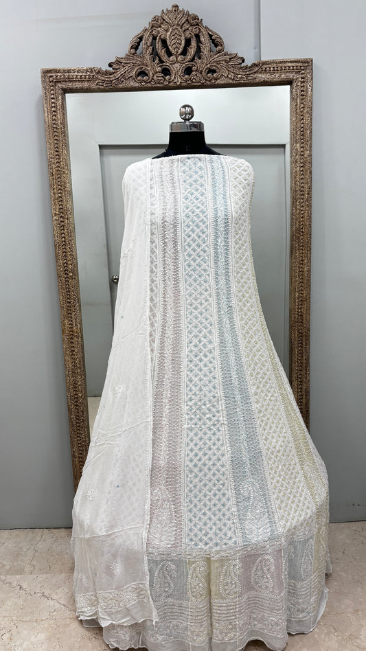 Anarkali Heavy Coloured Cutdana Offwhite 04