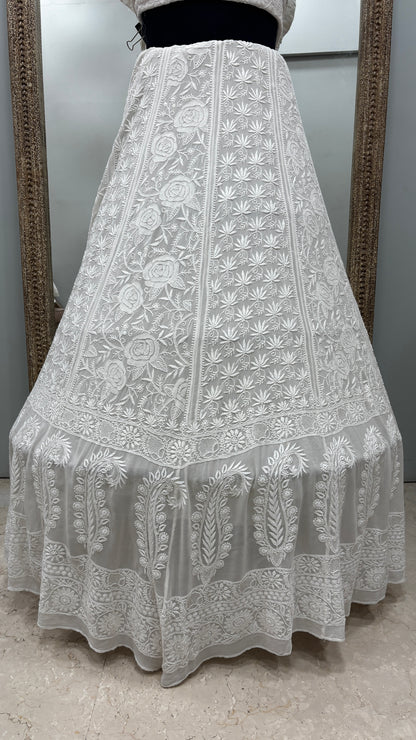 Pure Georgette Lehenga With Heavy Fine Chikan Work Off White 02