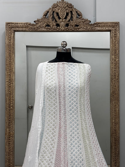 Anarkali Heavy Coloured Cutdana Offwhite 05