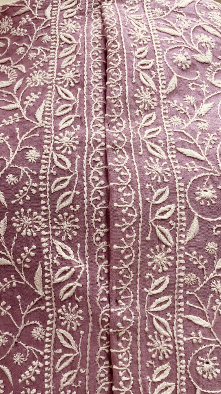 Gents Nehru Jacket Pure Chanderi Front Jaal Lilac