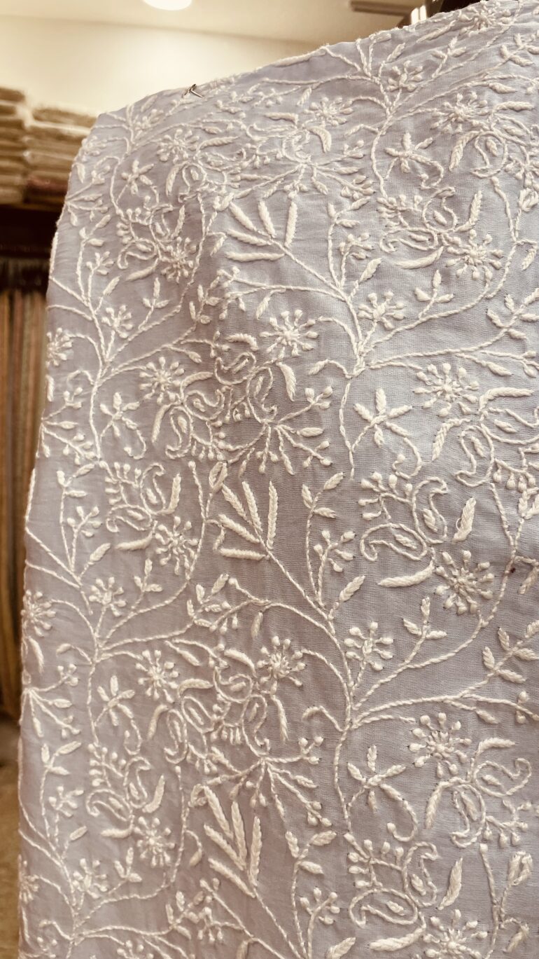 Gents Nehru Jacket Pure Chanderi Front Jaal Sky Blue