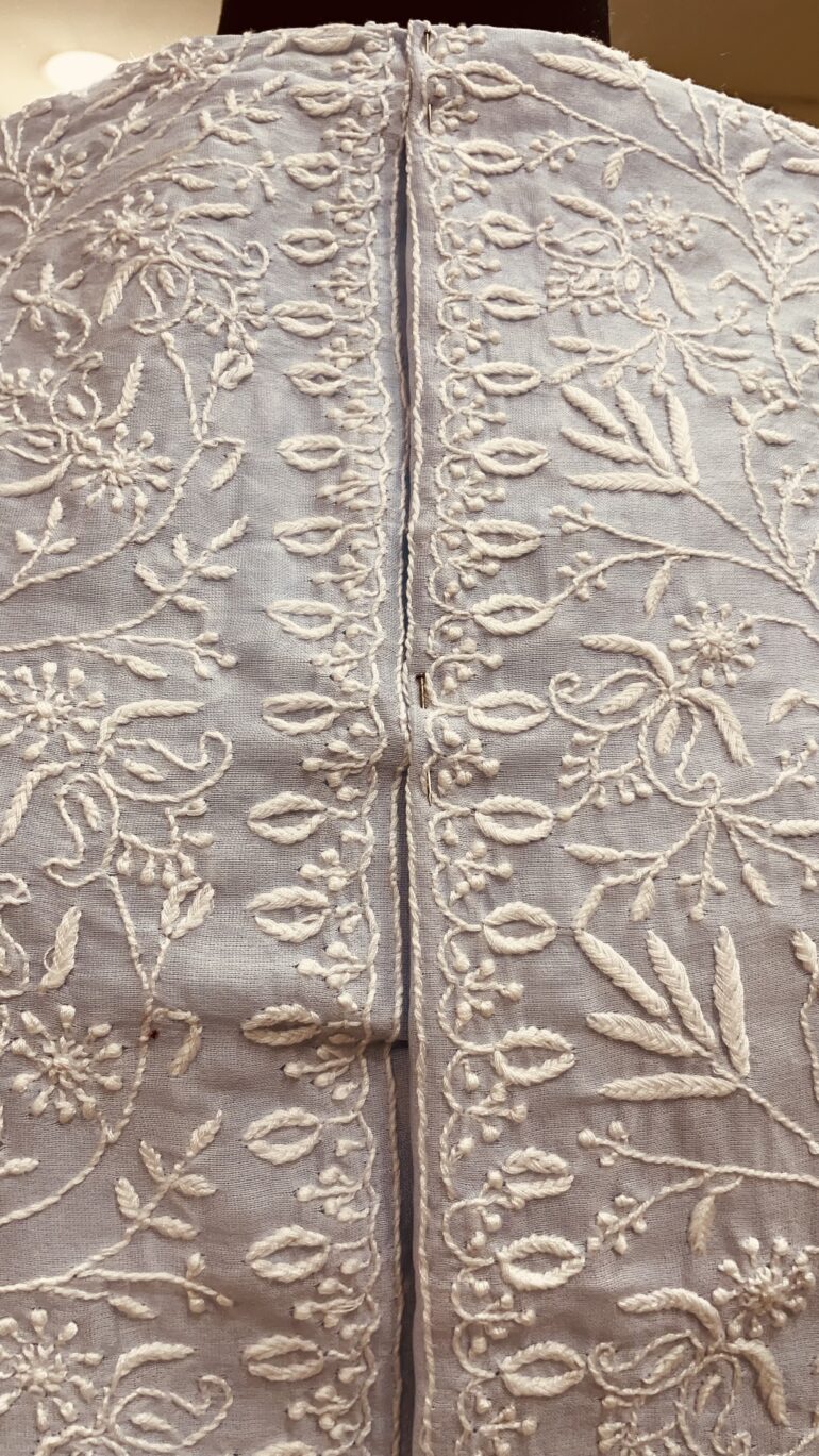 Gents Nehru Jacket Pure Chanderi Front Jaal Sky Blue