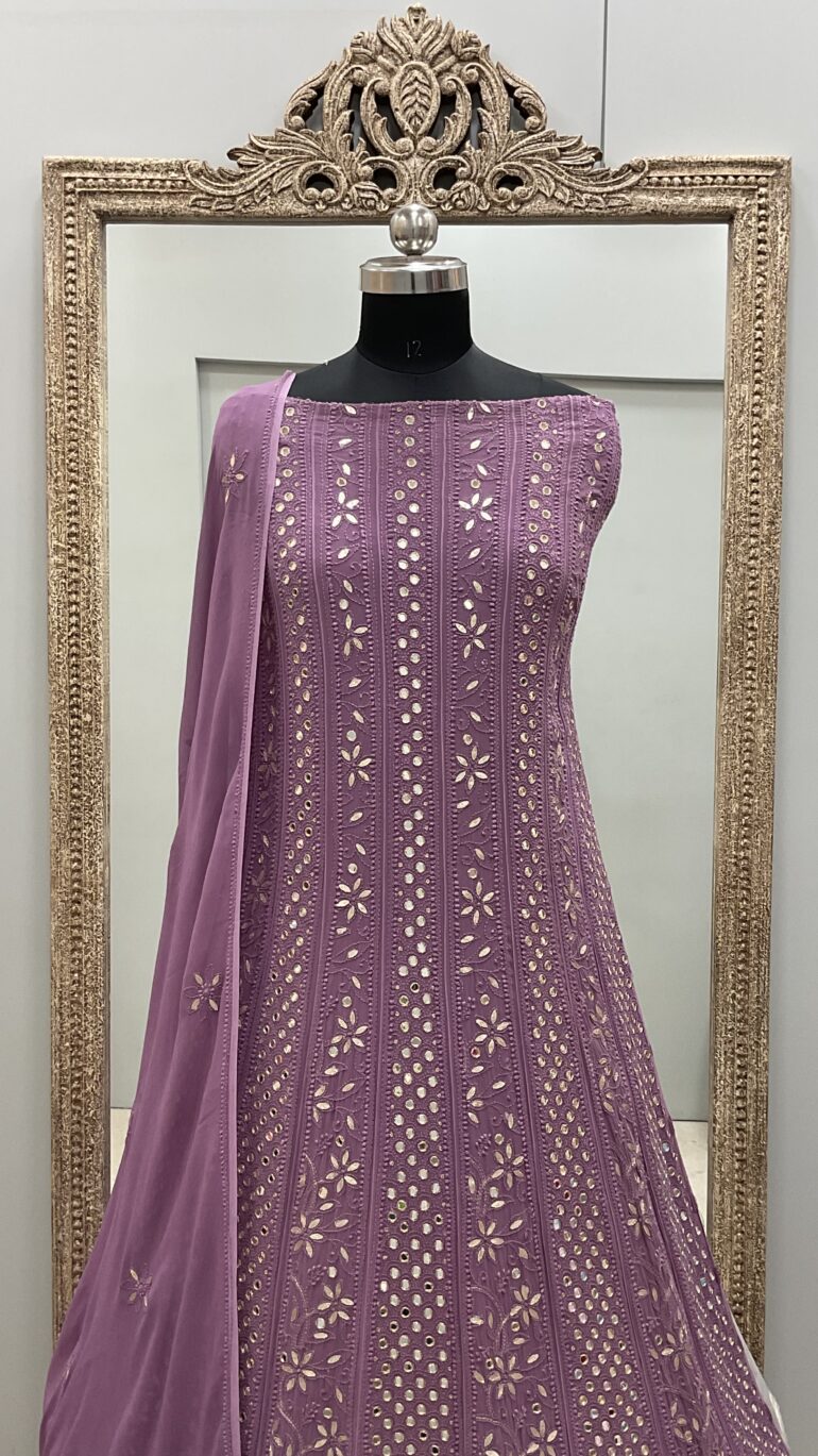 Anarkali Heavy Mirror and Gota Lilac