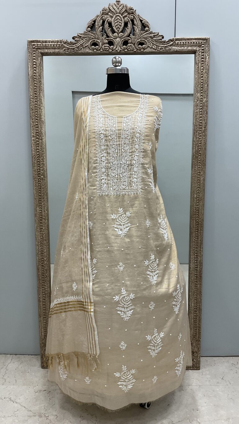 Tissue Straight Booty Pearl and Cutdana Golden Beige 09