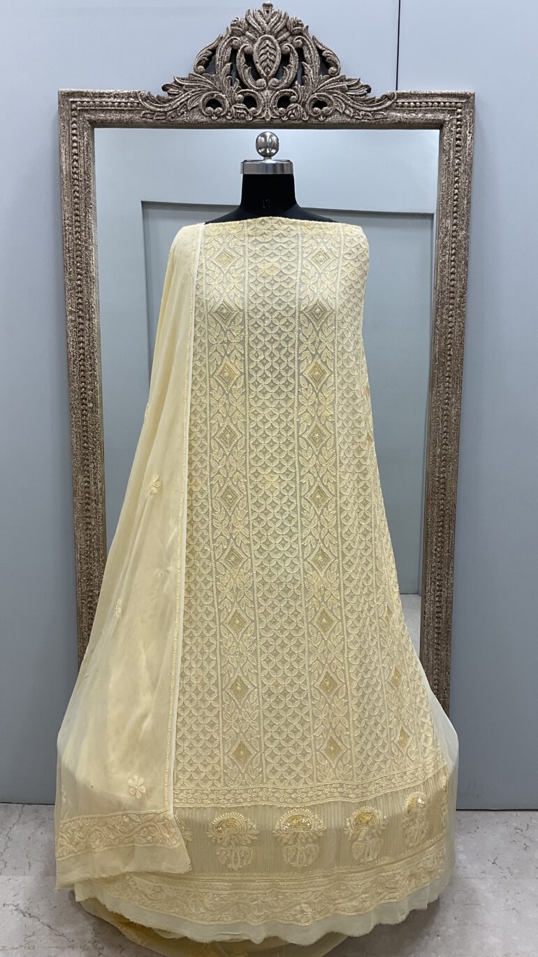 Multicolored Cutdana and Sequence Straight Yellow
