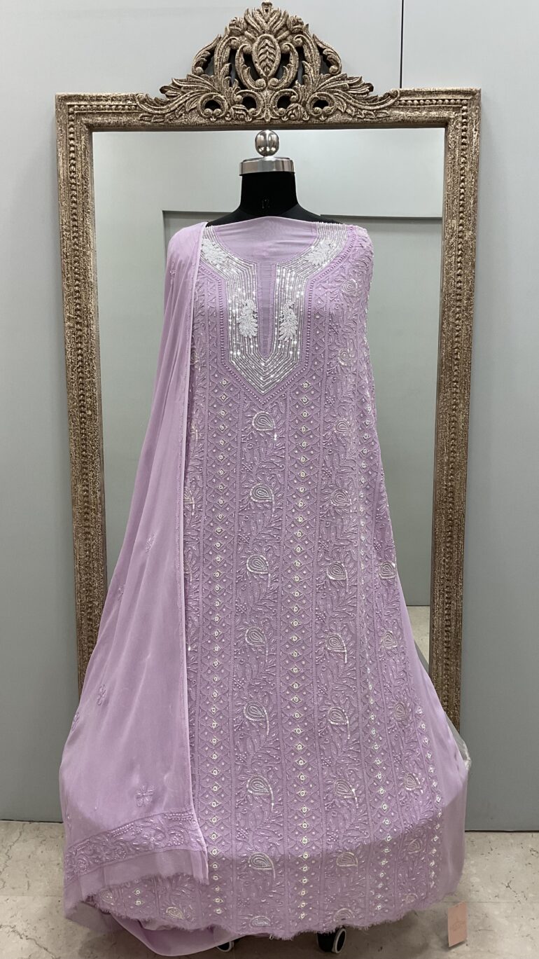 Pearl and Cutdana with Sequence Gala Straight Lilac