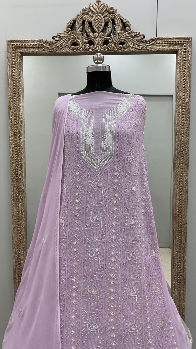 Pearl and Cutdana with Sequence Gala Straight Lilac
