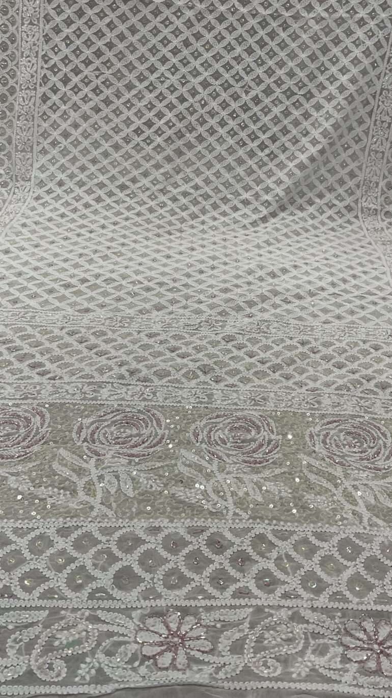 Heavy Designer Multicolored Cutdana Dupatta Off White 10