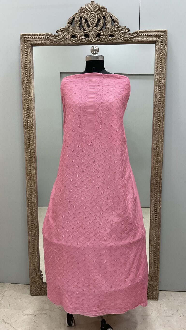 Gents Kurta Pure Chanderi Front Jaal Pink