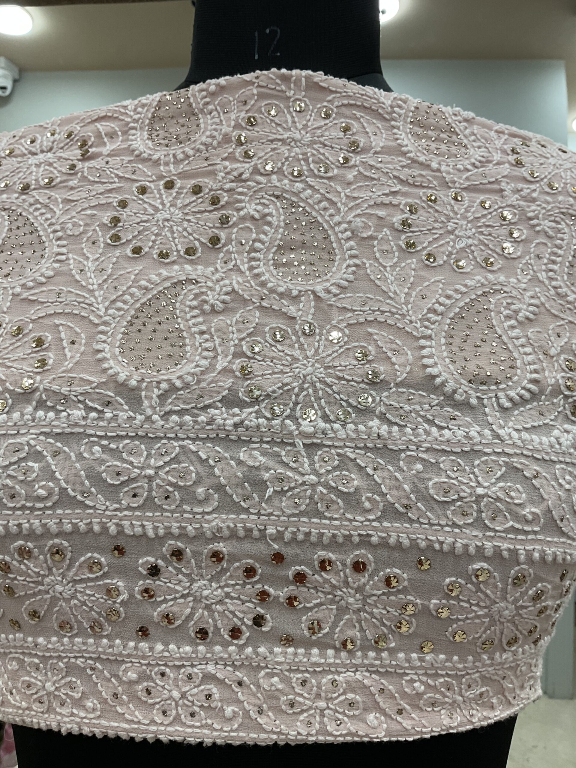 Pure Georgette Lehenga With Heavy Mukaish Work Powder Pink