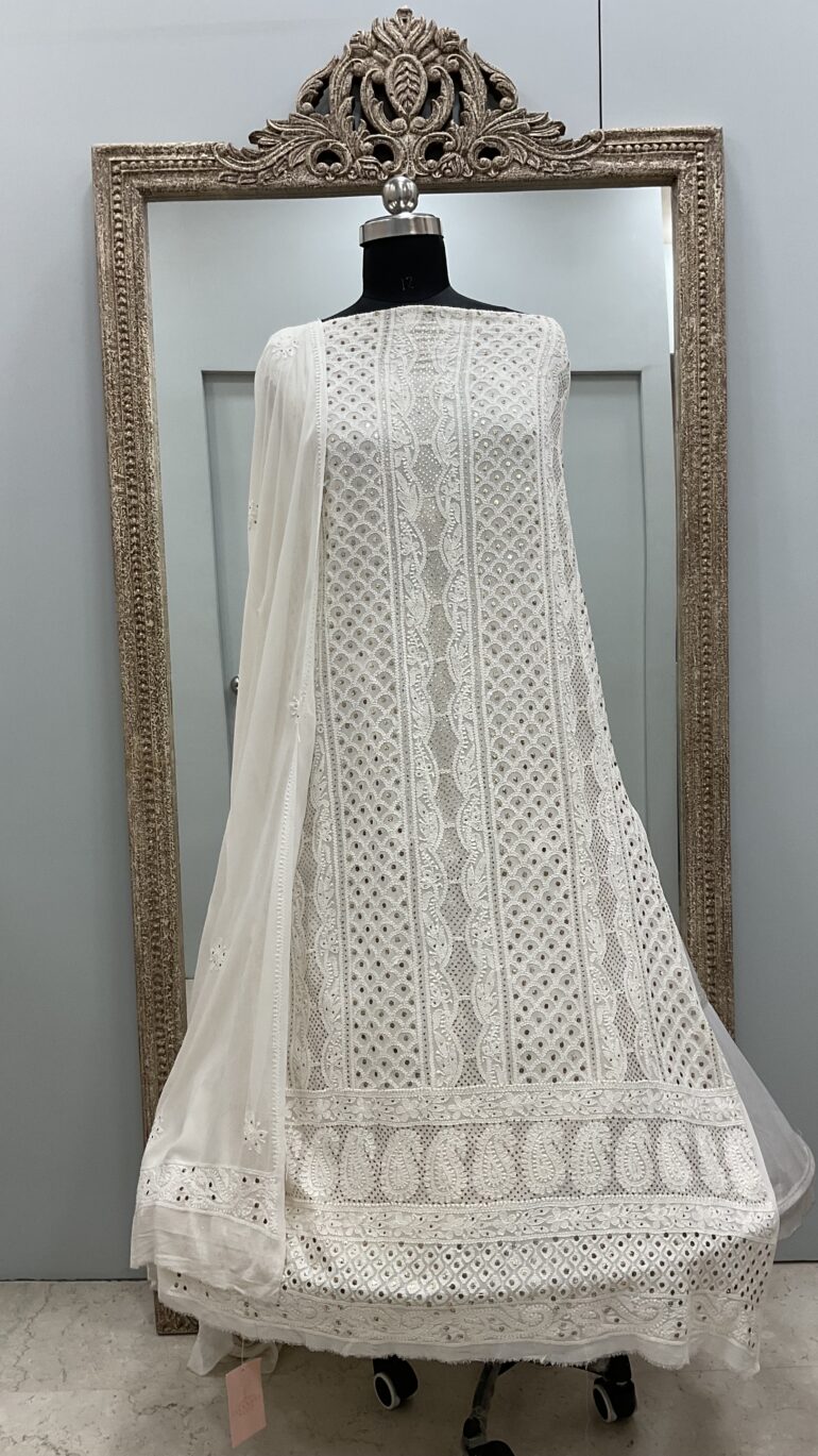 Pure Georgette Heavy Dana Mukaish Off White