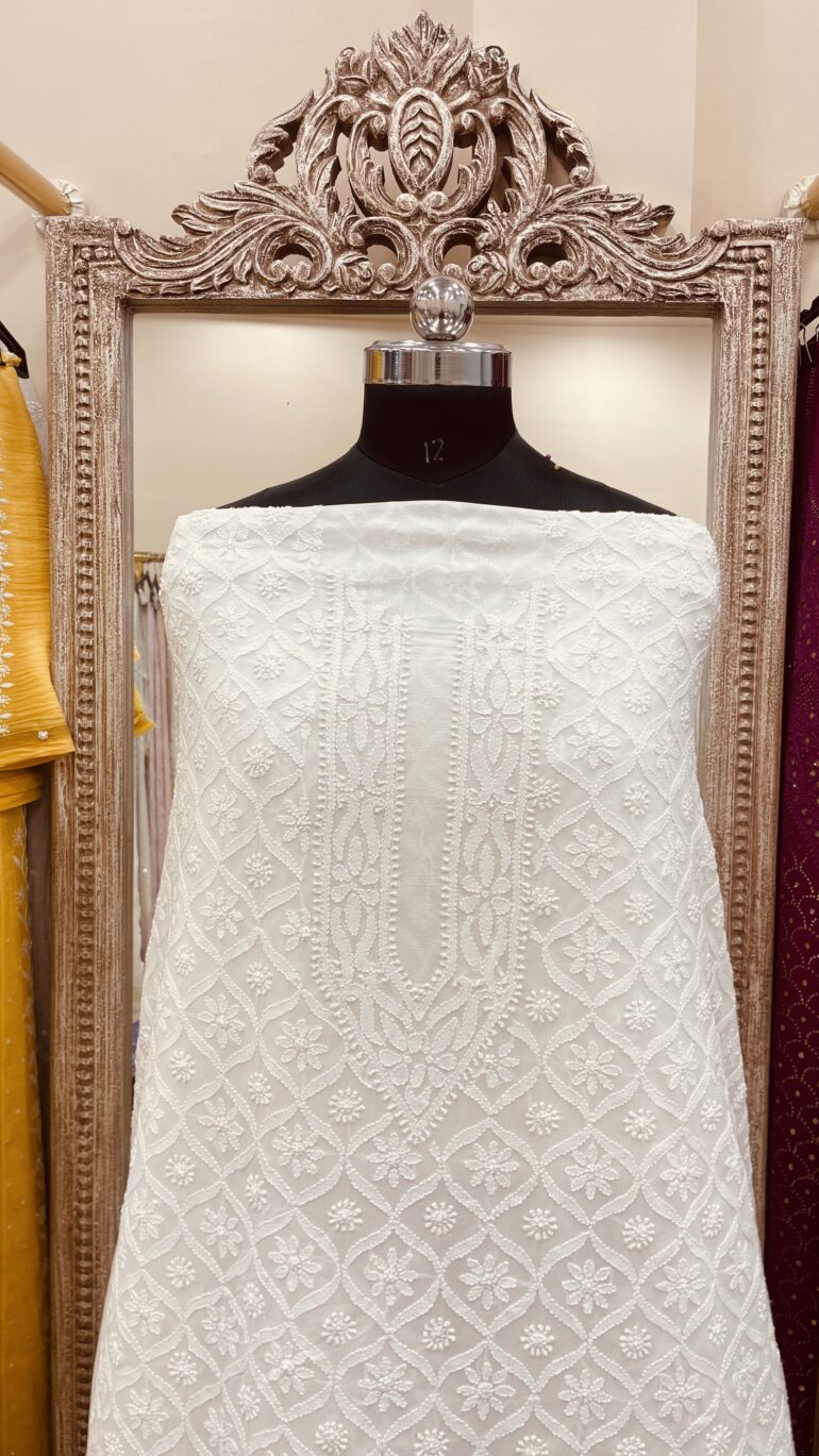 Premium Gents Kurta Pure Georgette White 12