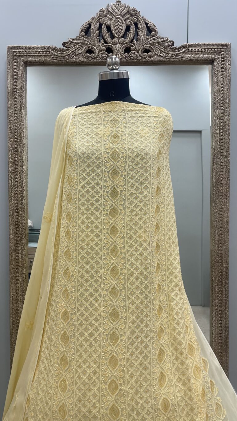 Multicolored Cutdana and Sequence Straight Yellow