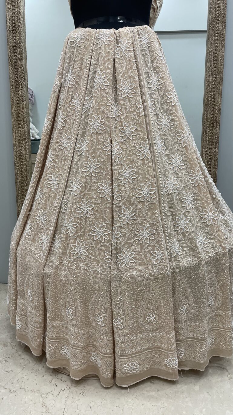 Pure Georgette Heavy Pearl, Cutdana and Sequence Rose Gold