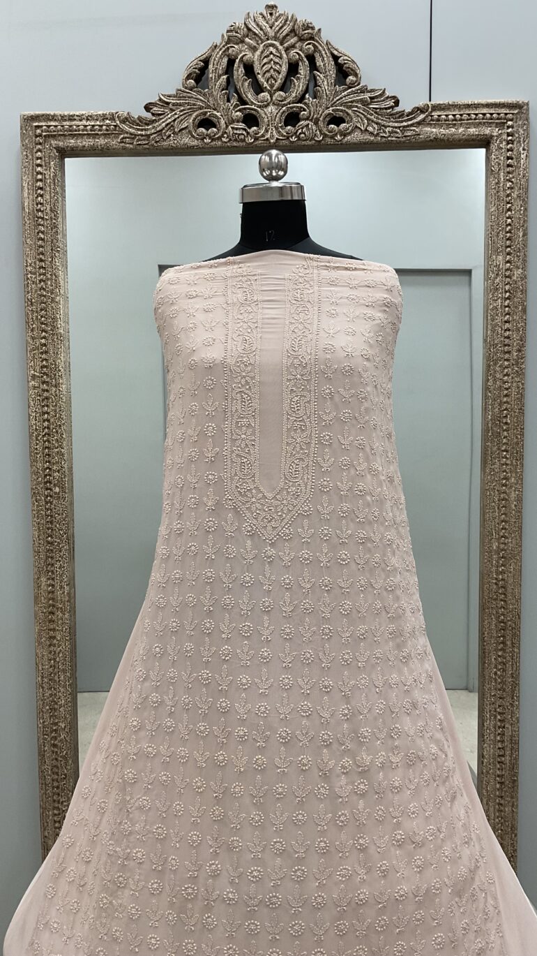 Gents Kurta Semi Georgette Front Rose Gold