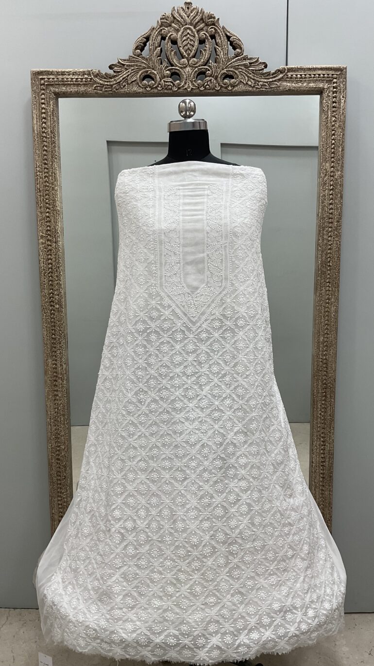 Premium Gents Kurta Pure Georgette Off-White 03