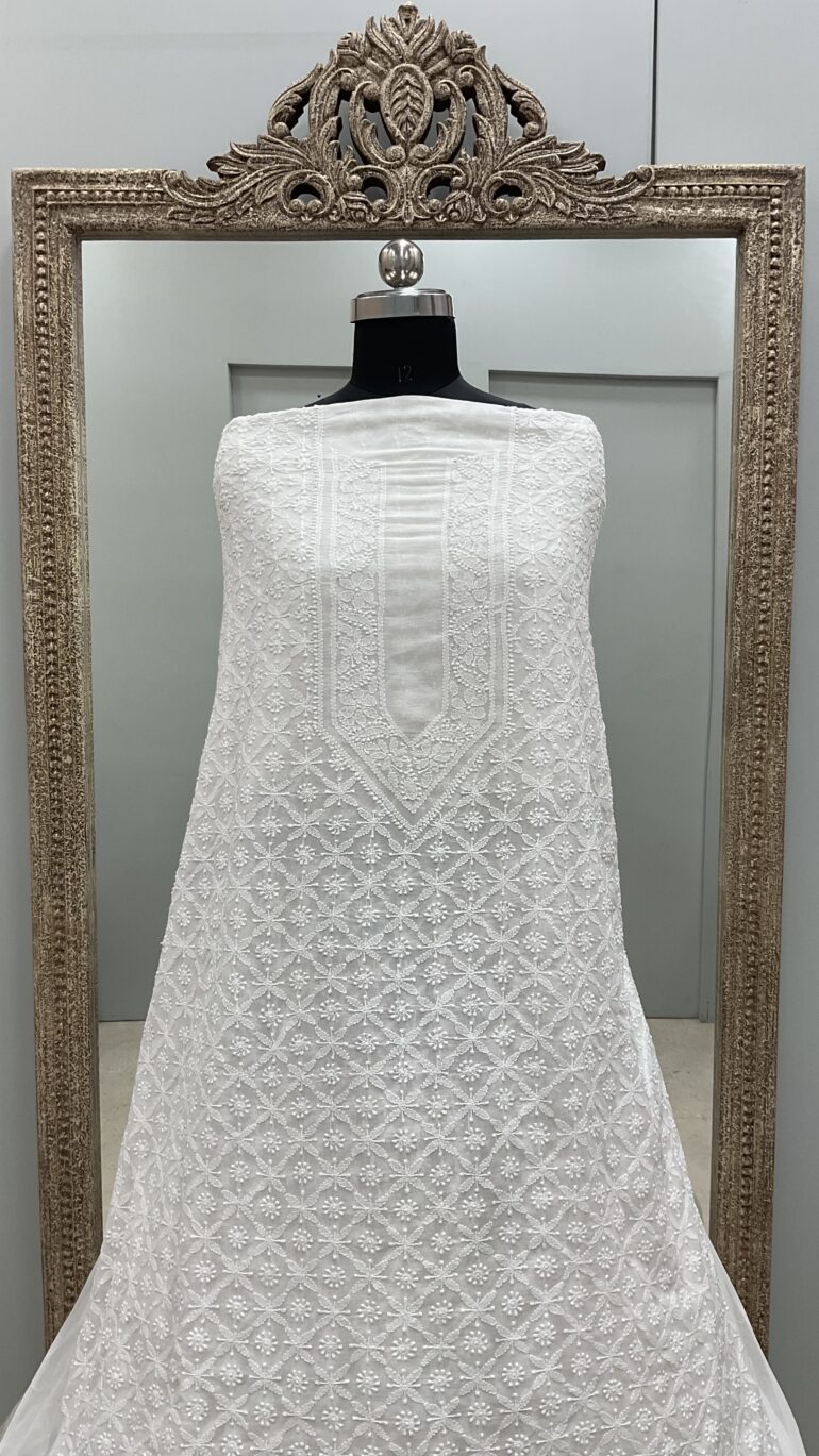 Premium Gents Kurta Pure Georgette Off-White 03