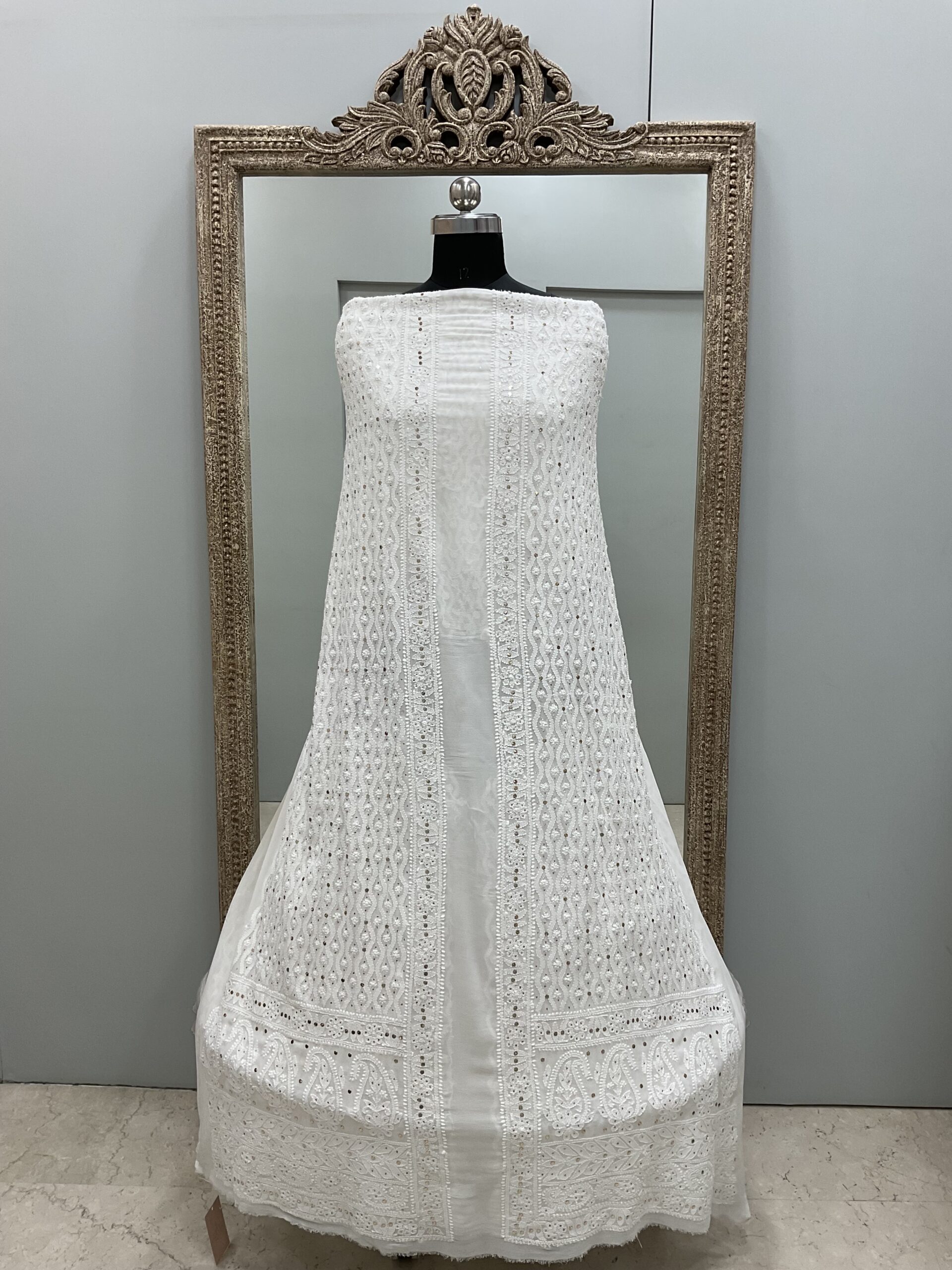 Premium Gents Sherwaani Pure Georgette with Mukaish Work Off-White