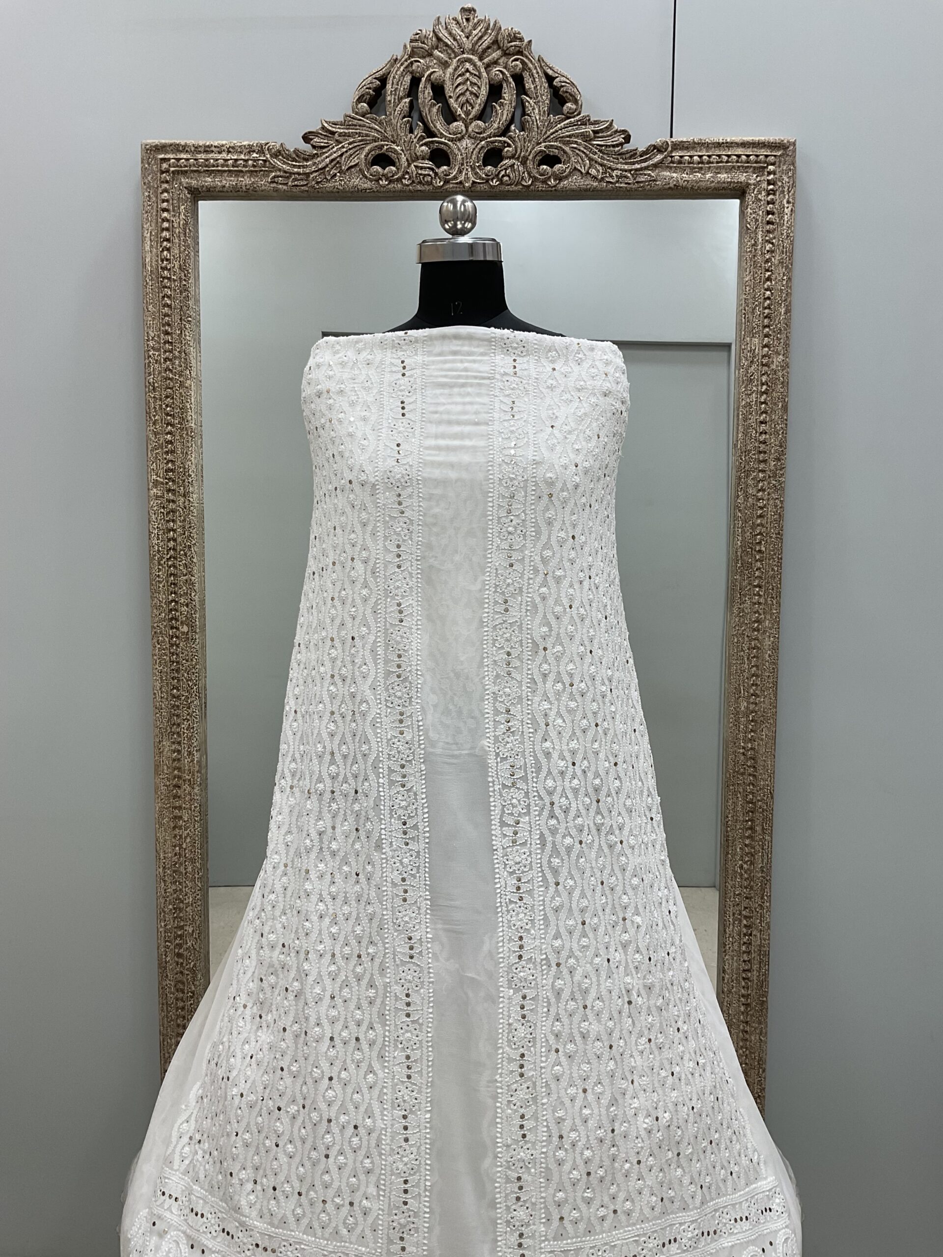 Premium Gents Sherwaani Pure Georgette with Mukaish Work Off-White