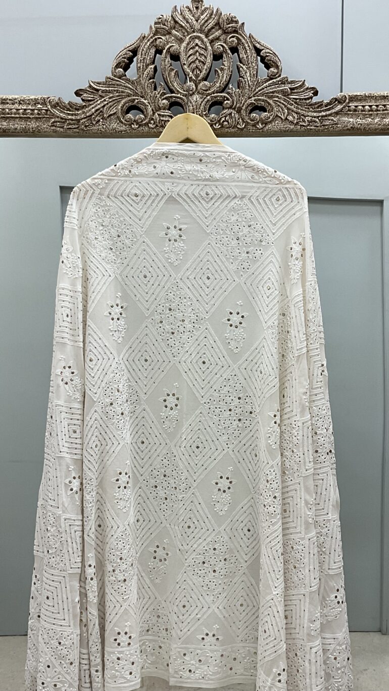 Pure Georgette Heavy Mukaish Designer Dupatta  Off White 06