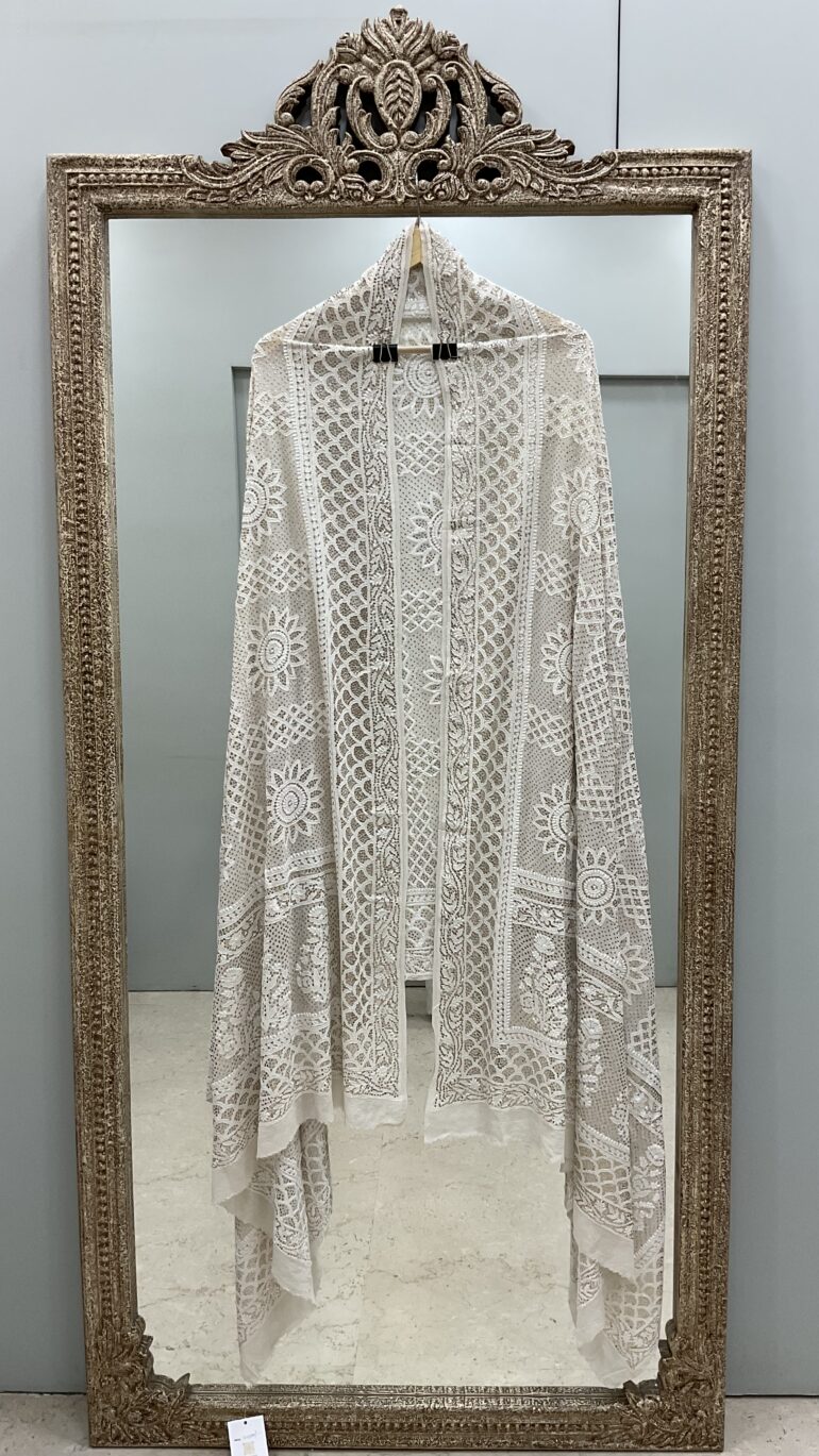 Pure Georgette Heavy Mukaish Designer Dupatta Off White 05