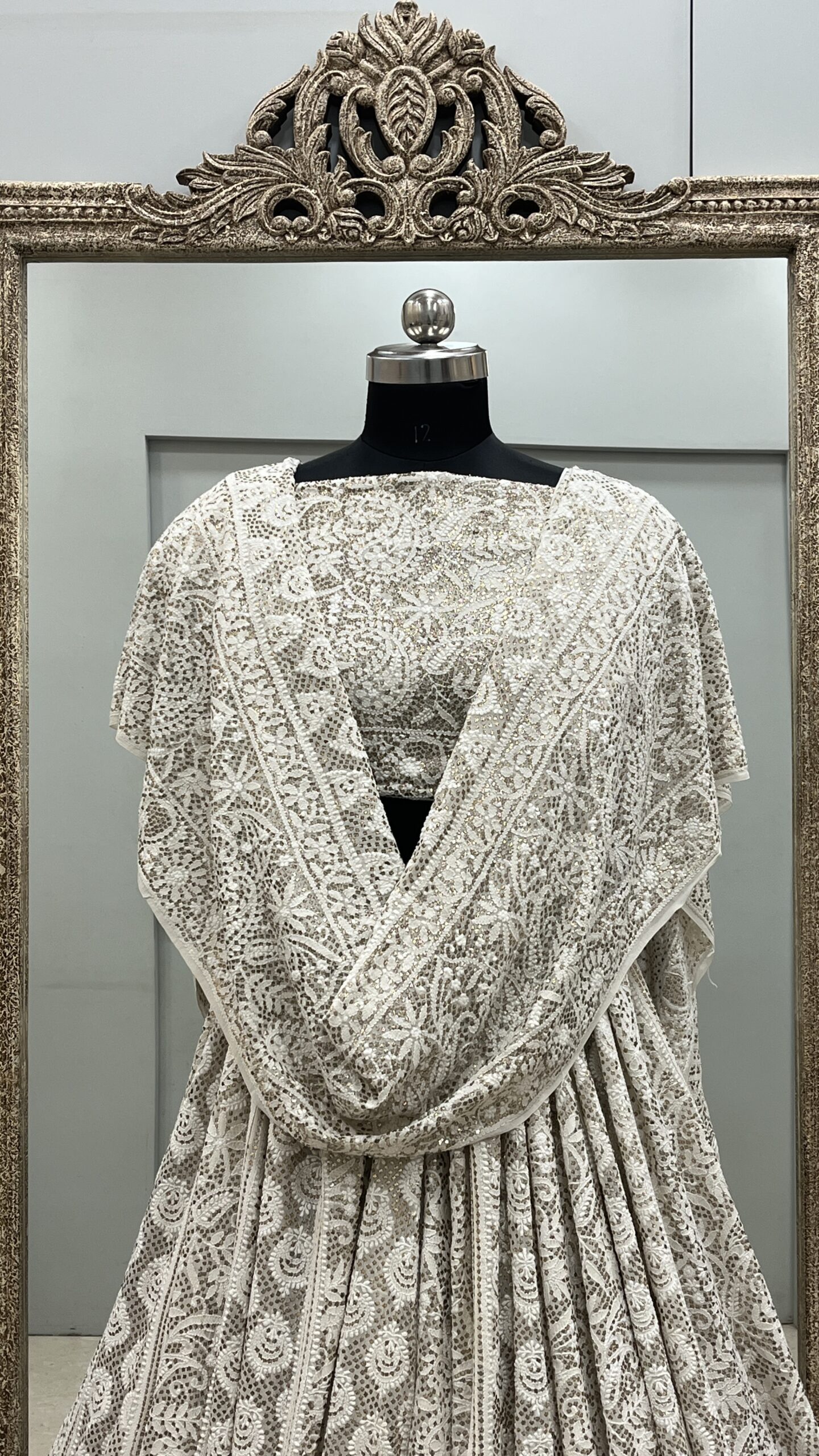 Pure Georgette Lehenga With Heavy Mukaish Work Off White