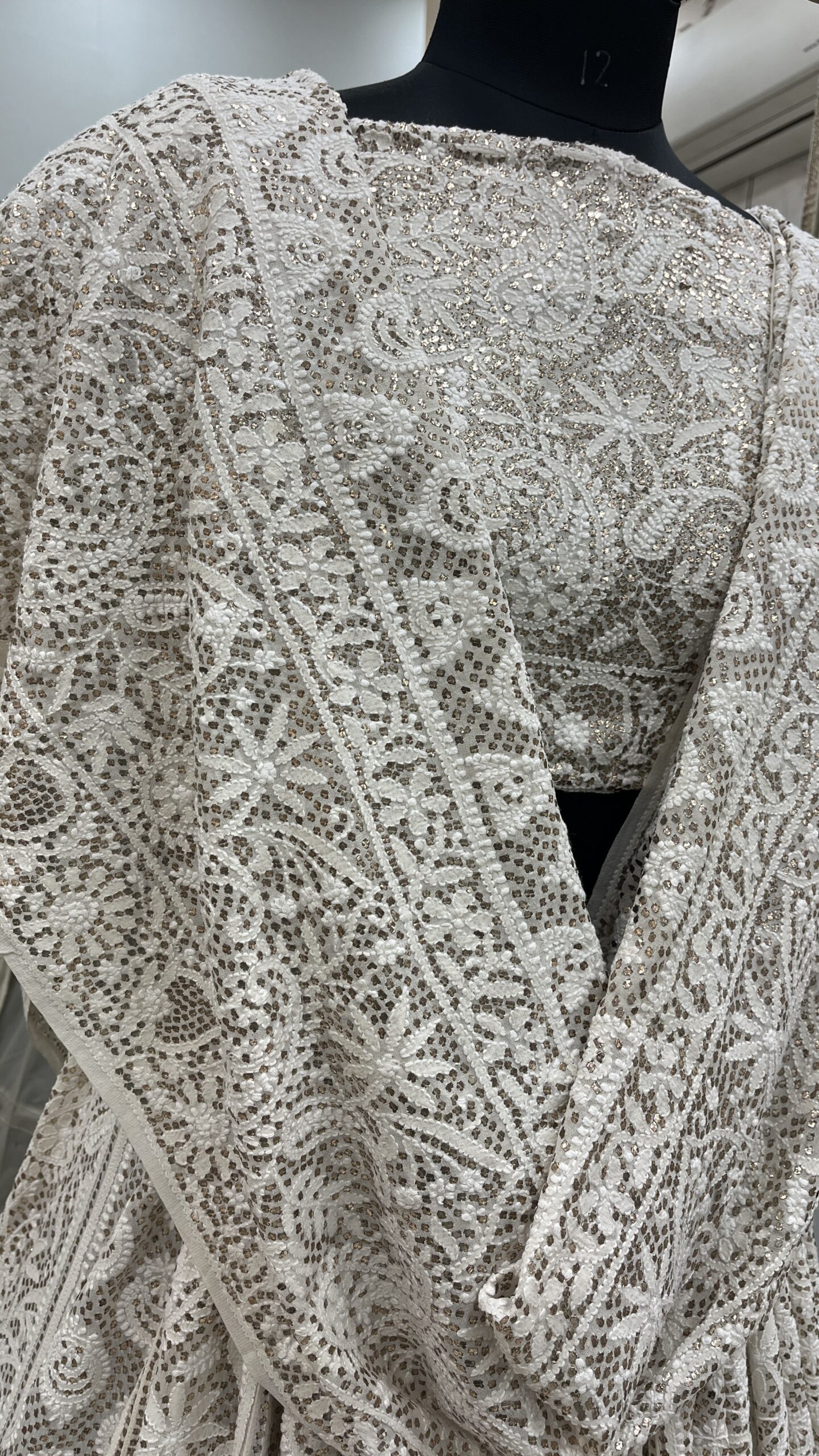 Pure Georgette Lehenga With Heavy Mukaish Work Off White