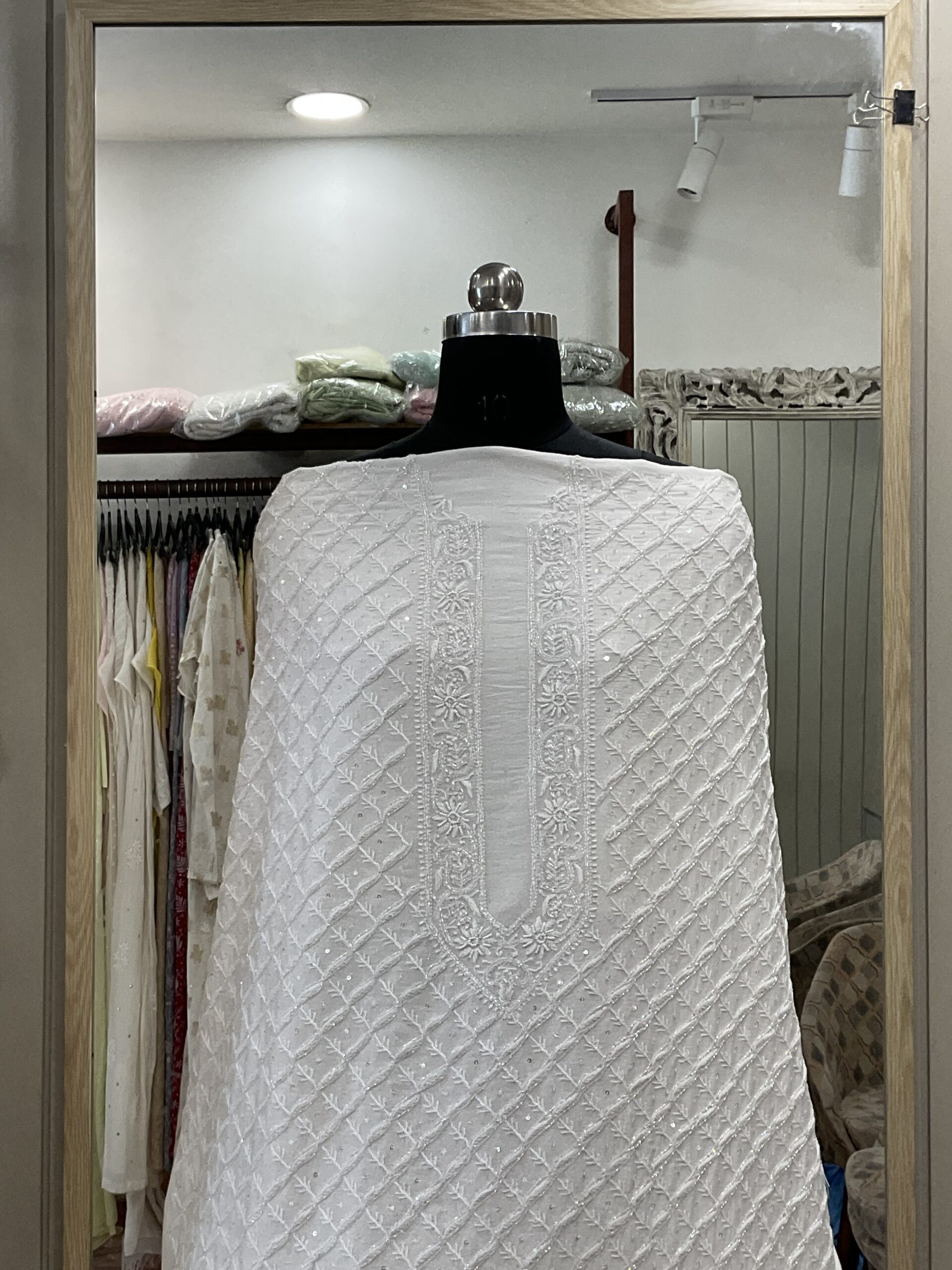 Gents Kurta Pure Chanderi Front Jaal Heavy Cutdana and Pearl White 01